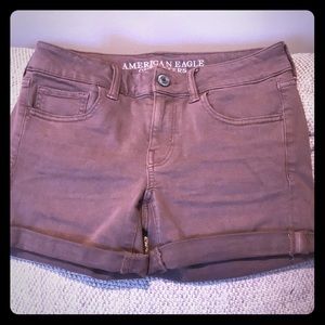 American Eagle Twill Midi Shorts—Dusty Mauve